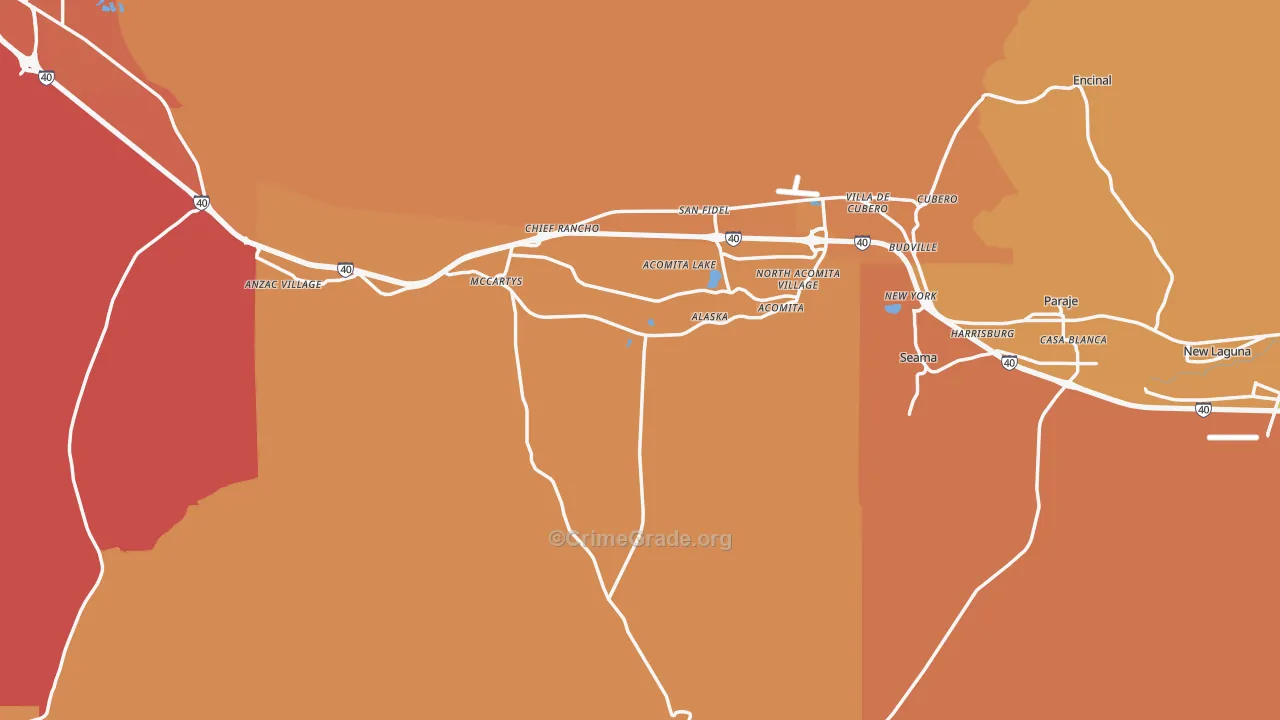 Pueblo Of Acoma, NM Map of Robbery Rates
