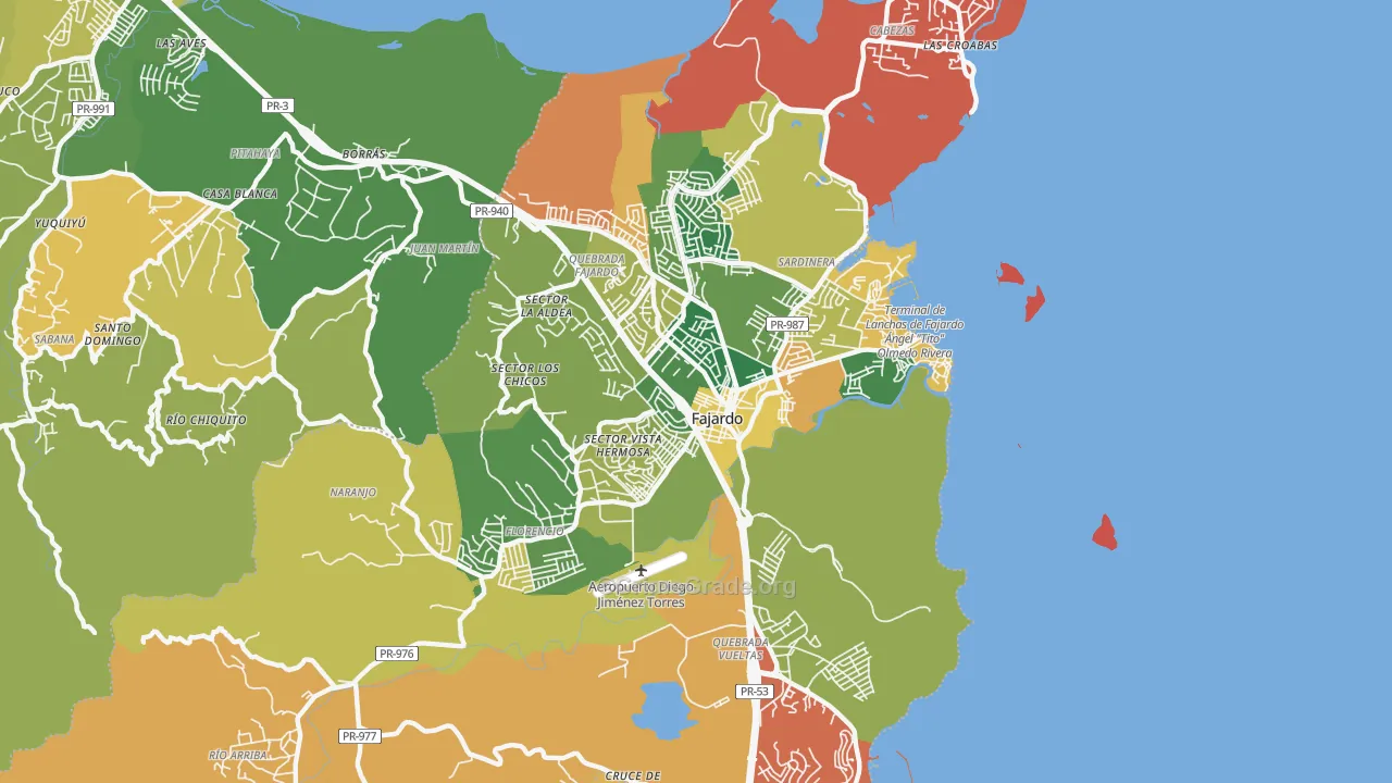 Puerto Real, PR Map of Robbery Rates