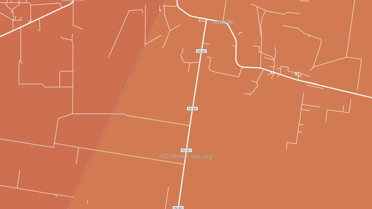 Puerto Rico, TX Map of Robbery Rates