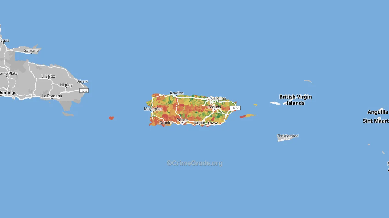 Puerto Rico Map of Robbery Rates