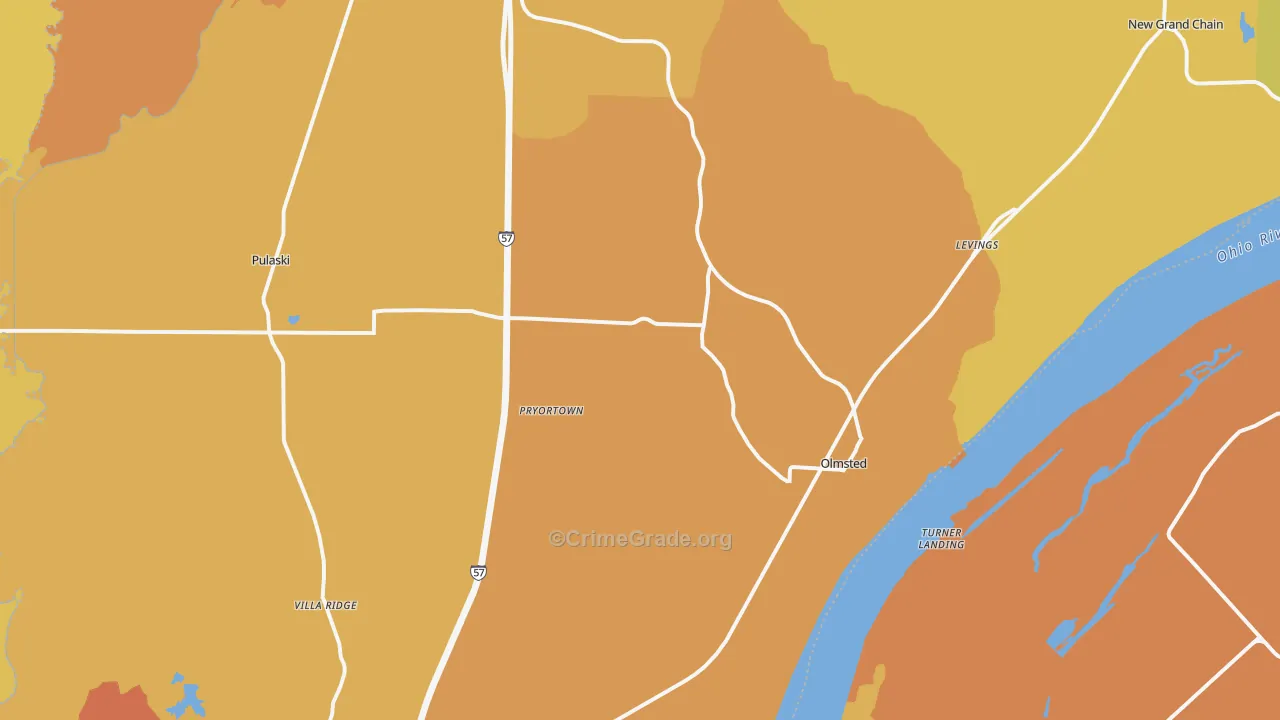 Pulaski County, IL Map of Robbery Rates