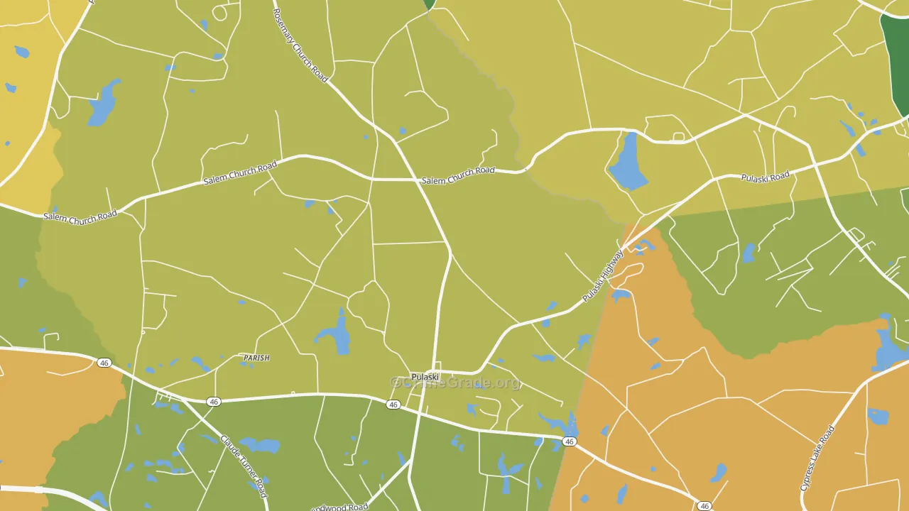 Pulaski, GA Map of Robbery Rates