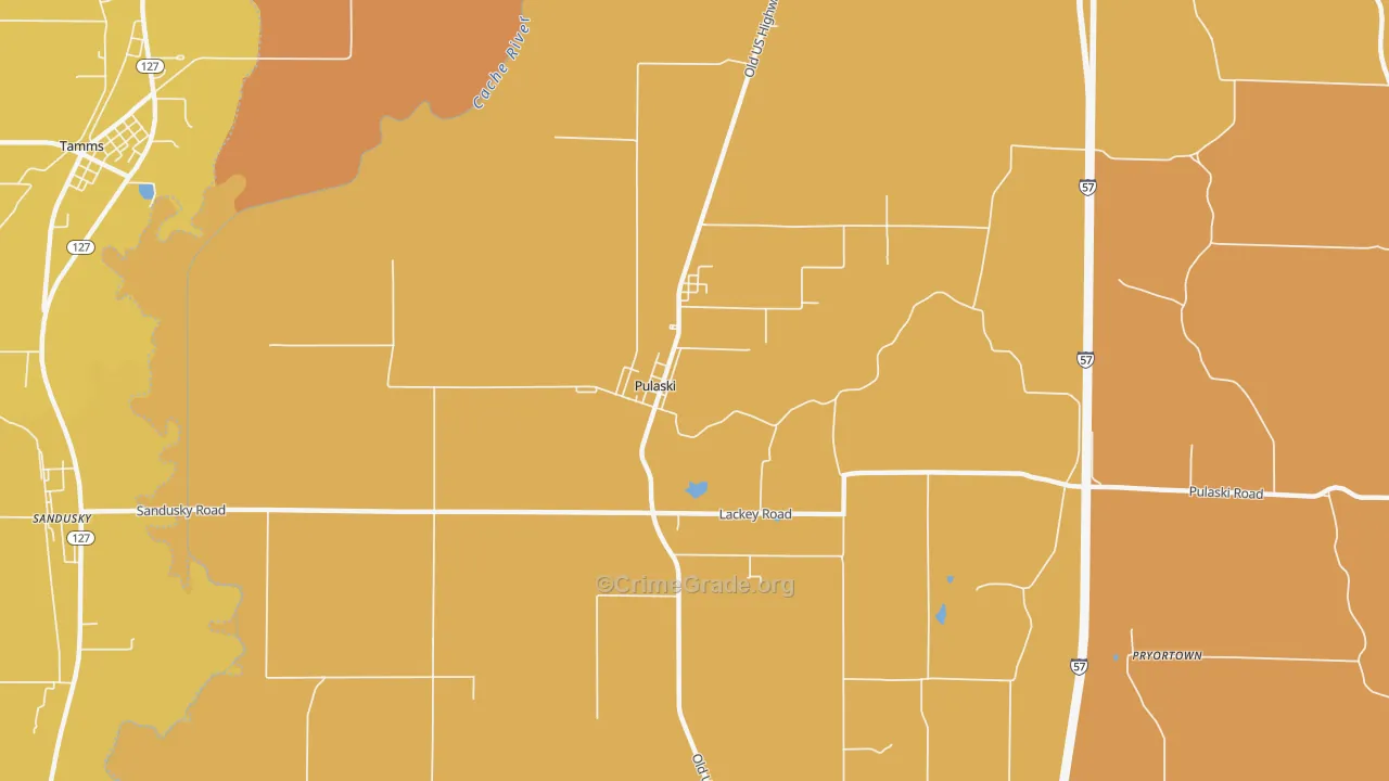 Pulaski, IL Map of Robbery Rates