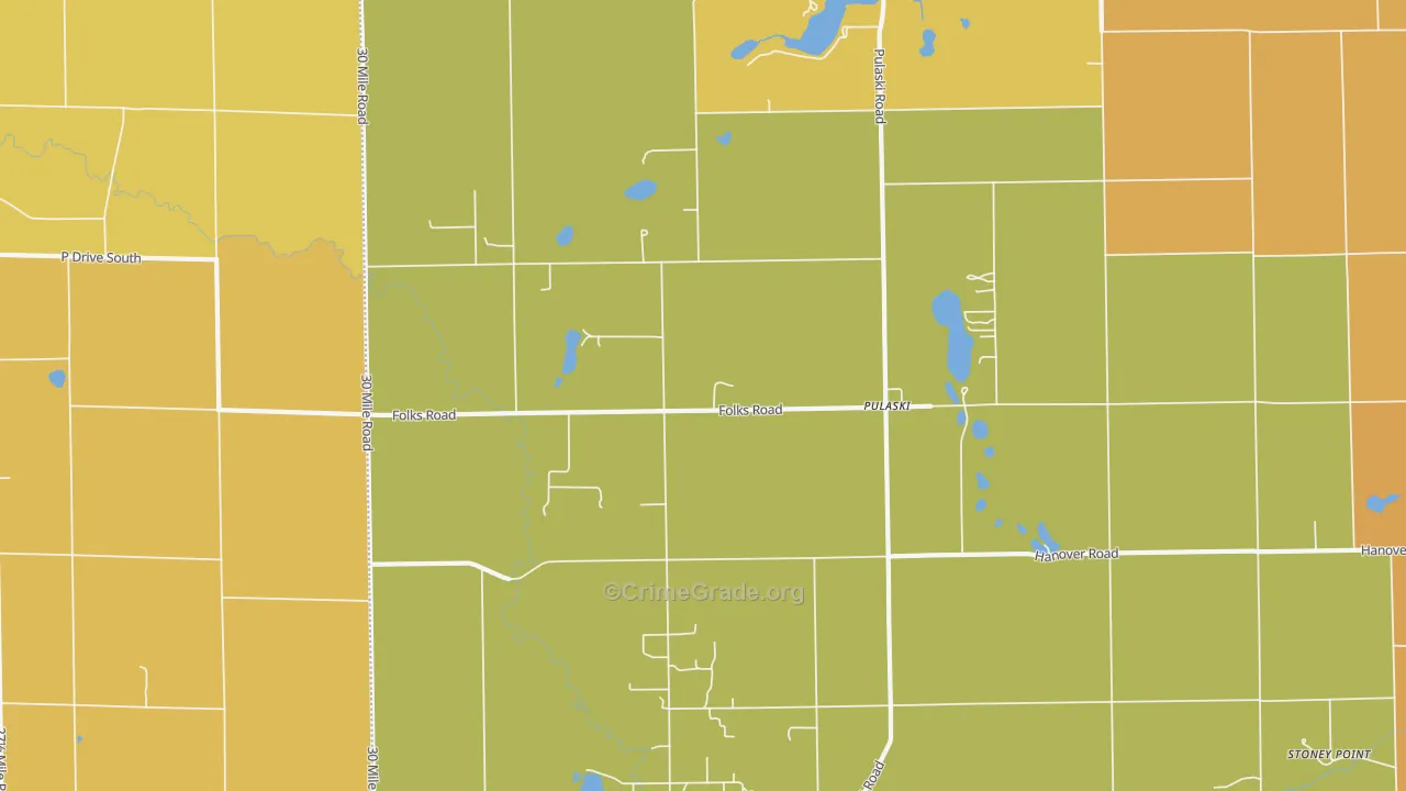 Pulaski, MI Map of Robbery Rates