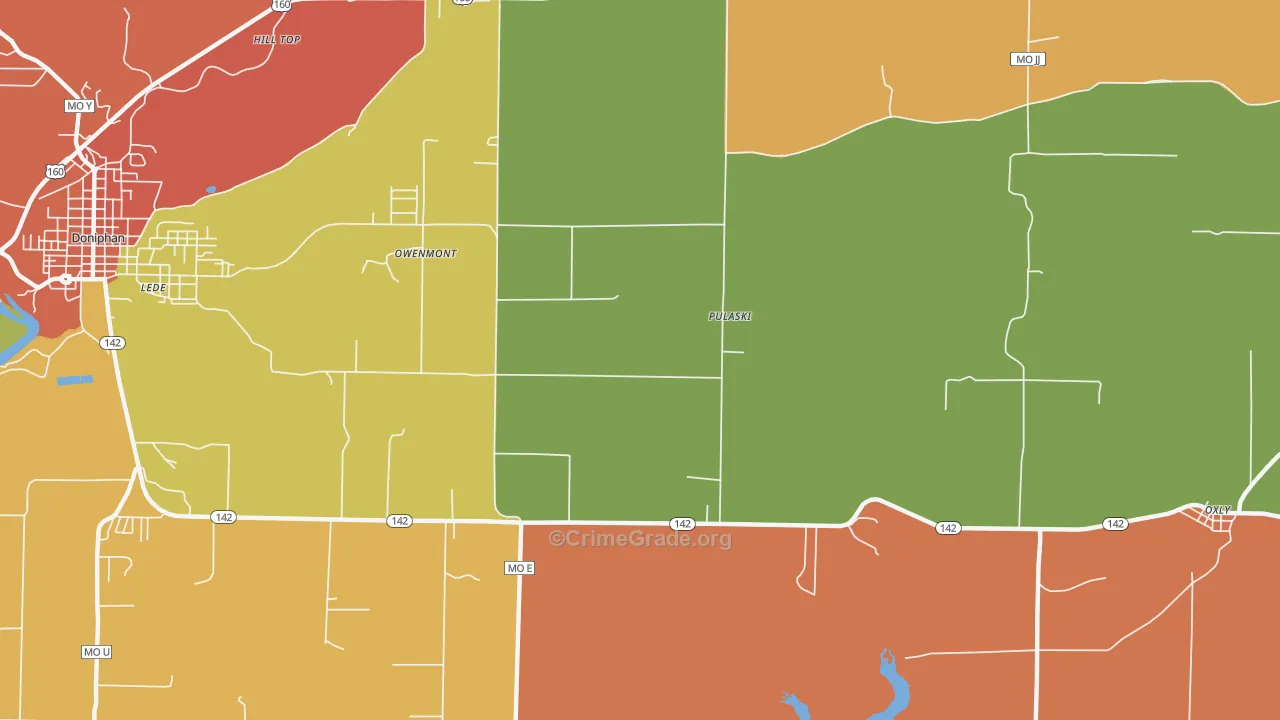 Pulaski, MO Map of Robbery Rates