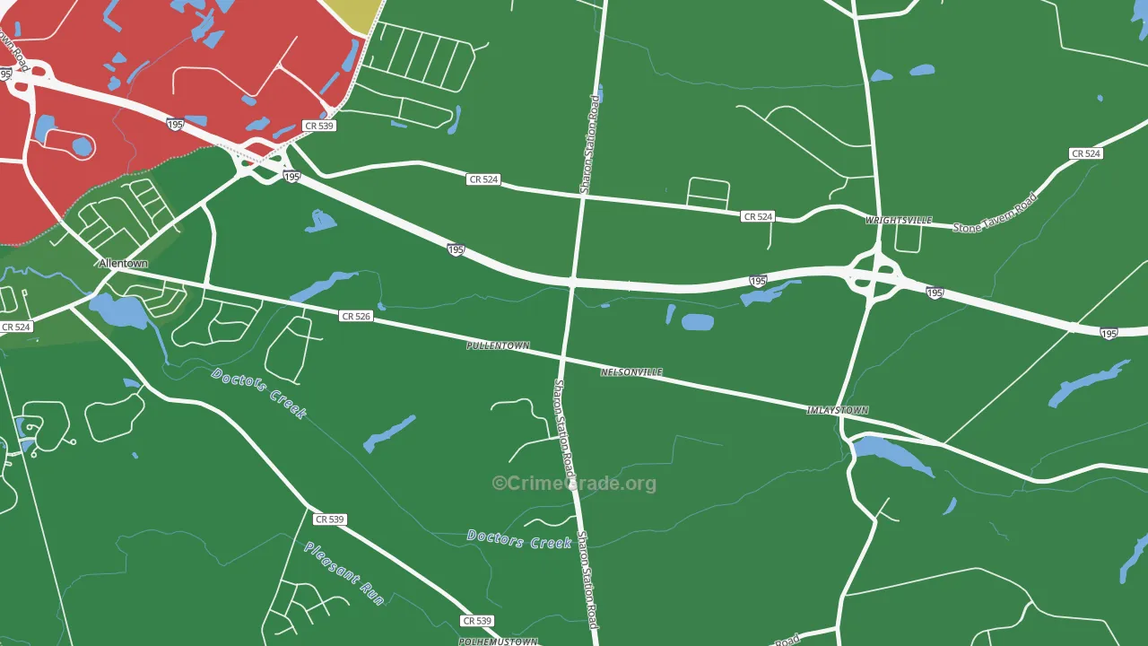 Pullentown, NJ Map of Robbery Rates