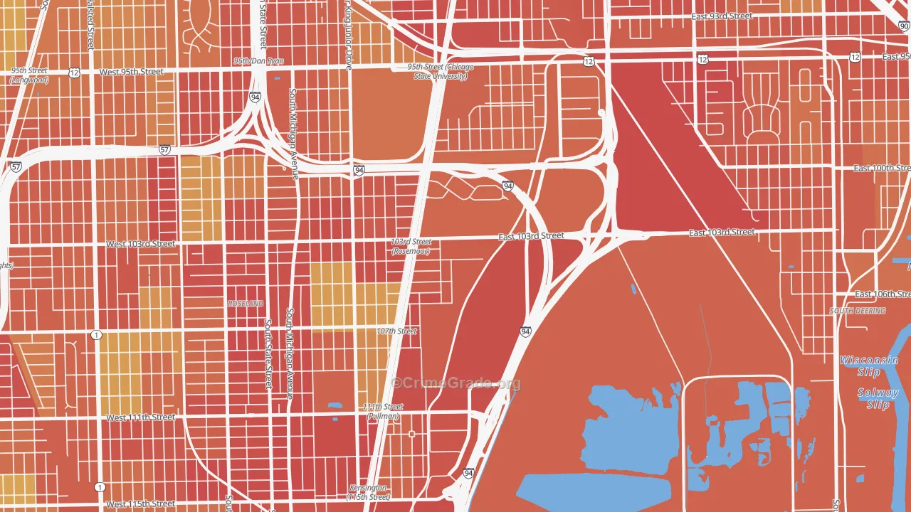 Pullman, Chicago, IL Map of Robbery Rates