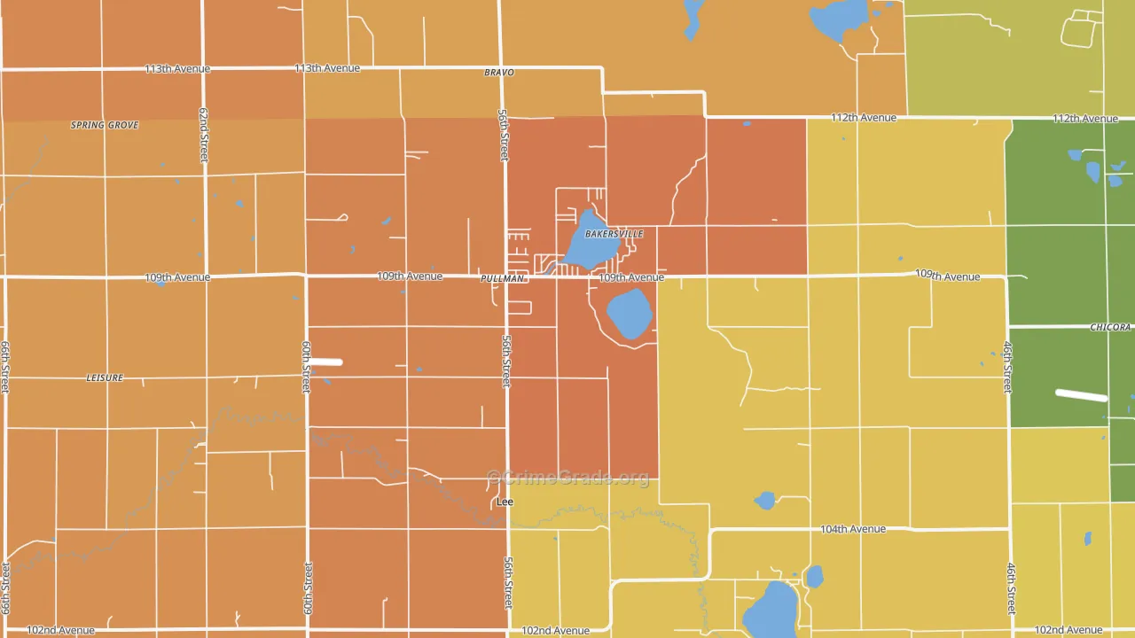 Pullman, MI Map of Robbery Rates