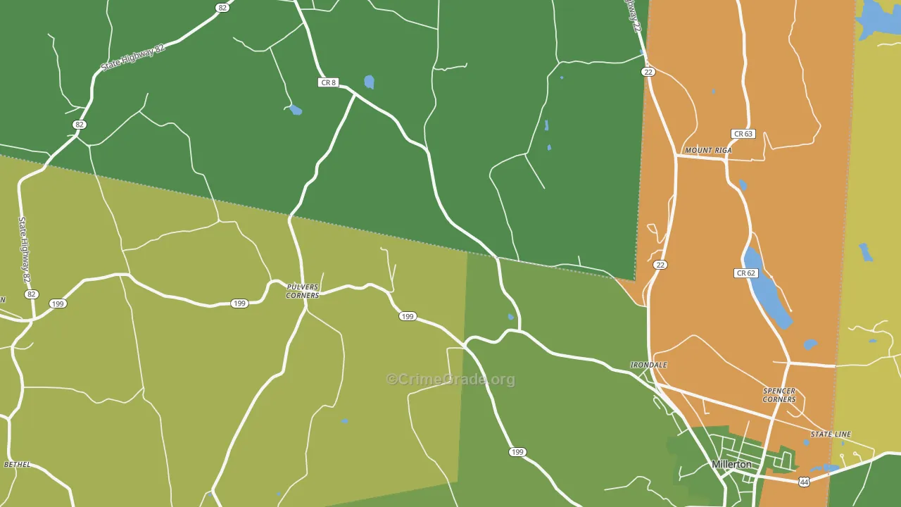 Pulvers Corners, NY Map of Robbery Rates