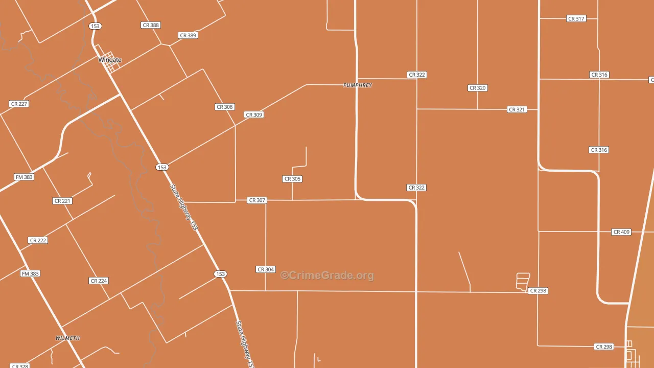 Pumphrey, TX Map of Robbery Rates