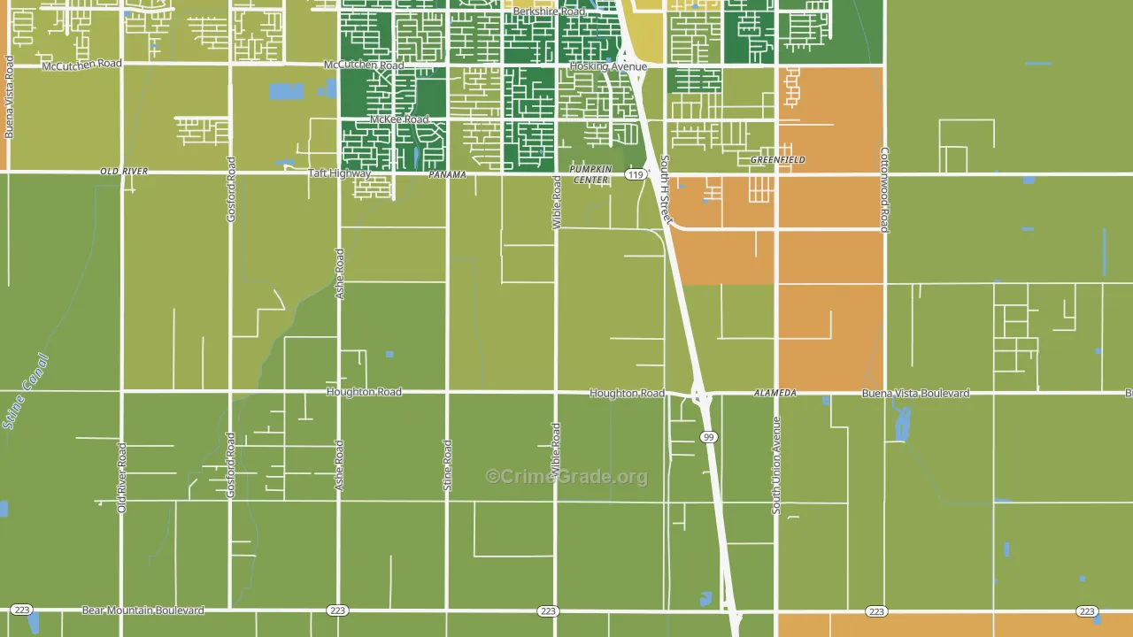 Pumpkin Center, CA Map of Robbery Rates