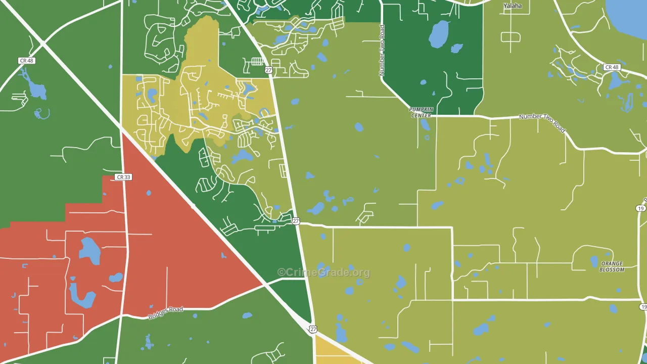 Pumpkin Center, FL Map of Robbery Rates