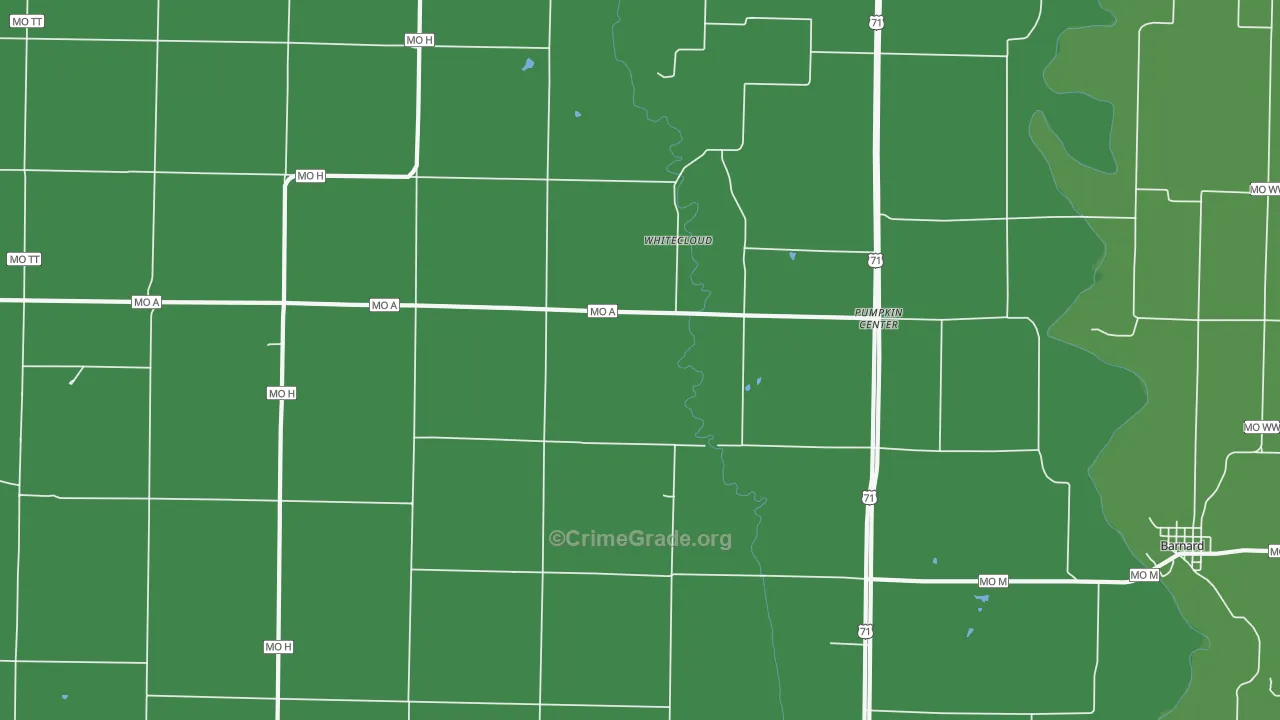 Pumpkin Center, MO Map of Robbery Rates