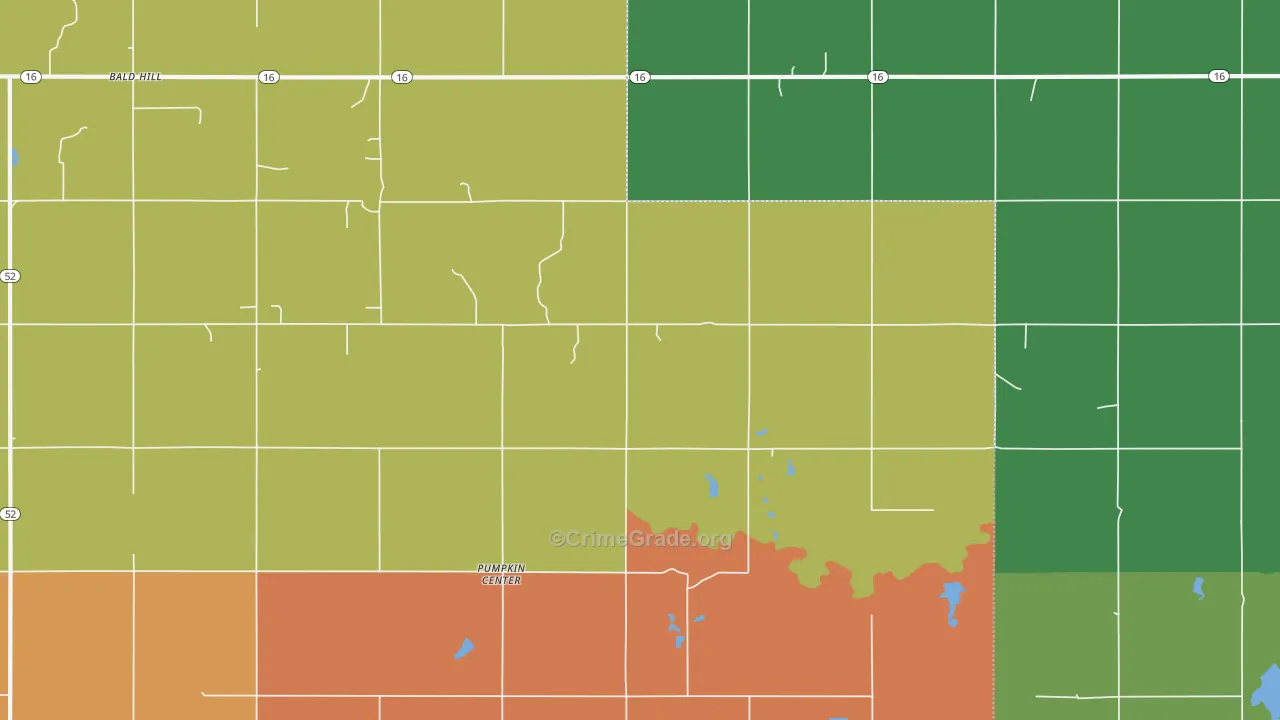 Pumpkin Center, OK Map of Robbery Rates