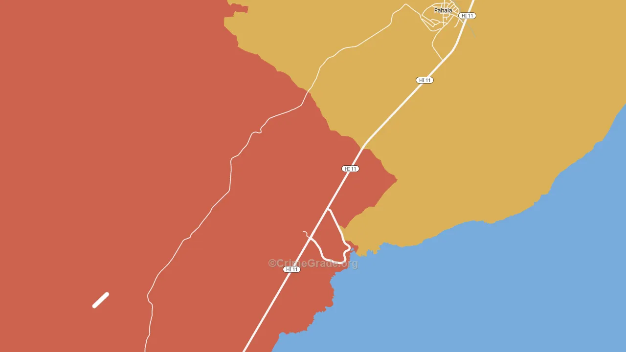 Punaluu, HI Map of Robbery Rates