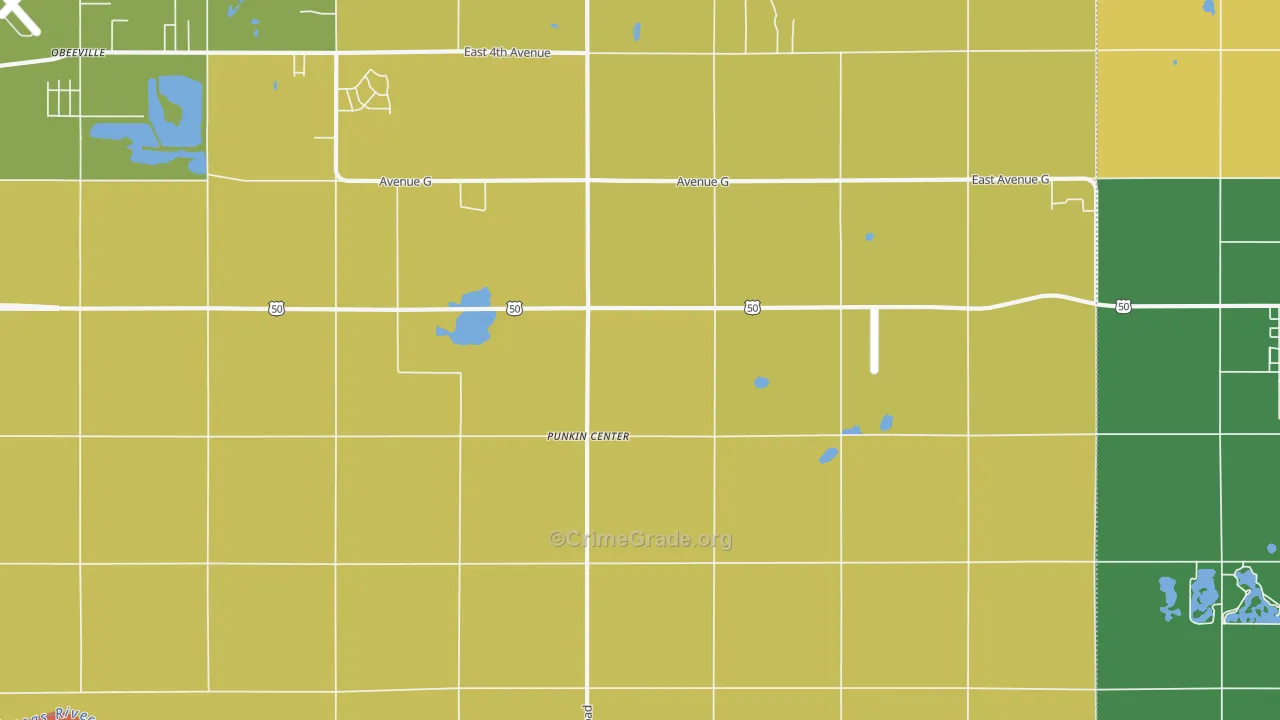 Punkin Center, KS Map of Robbery Rates
