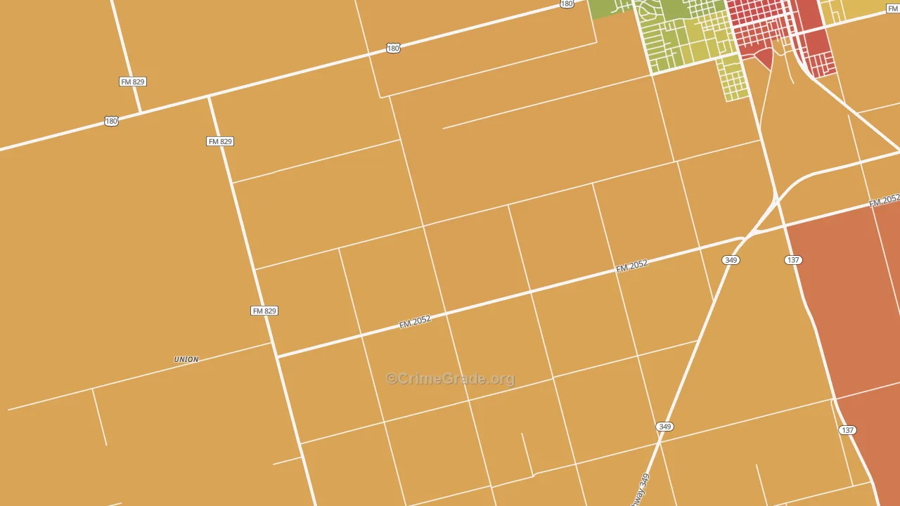 Punkin Center, TX Map of Robbery Rates