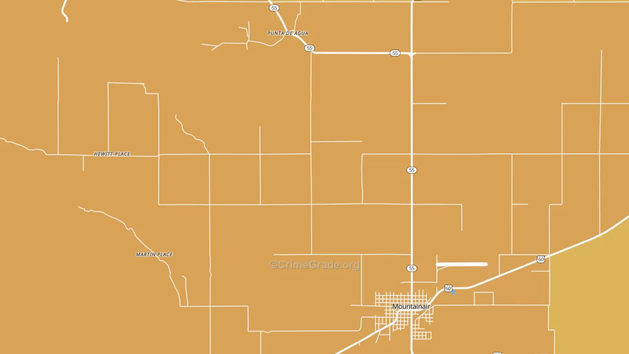 Punta de Agua, NM Map of Robbery Rates