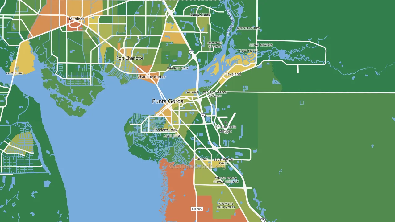 Punta Gorda, FL Map of Robbery Rates