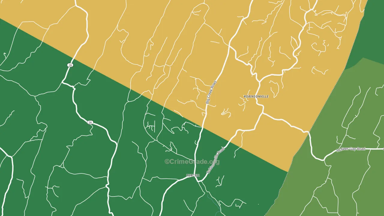 Purcell, PA Map of Robbery Rates