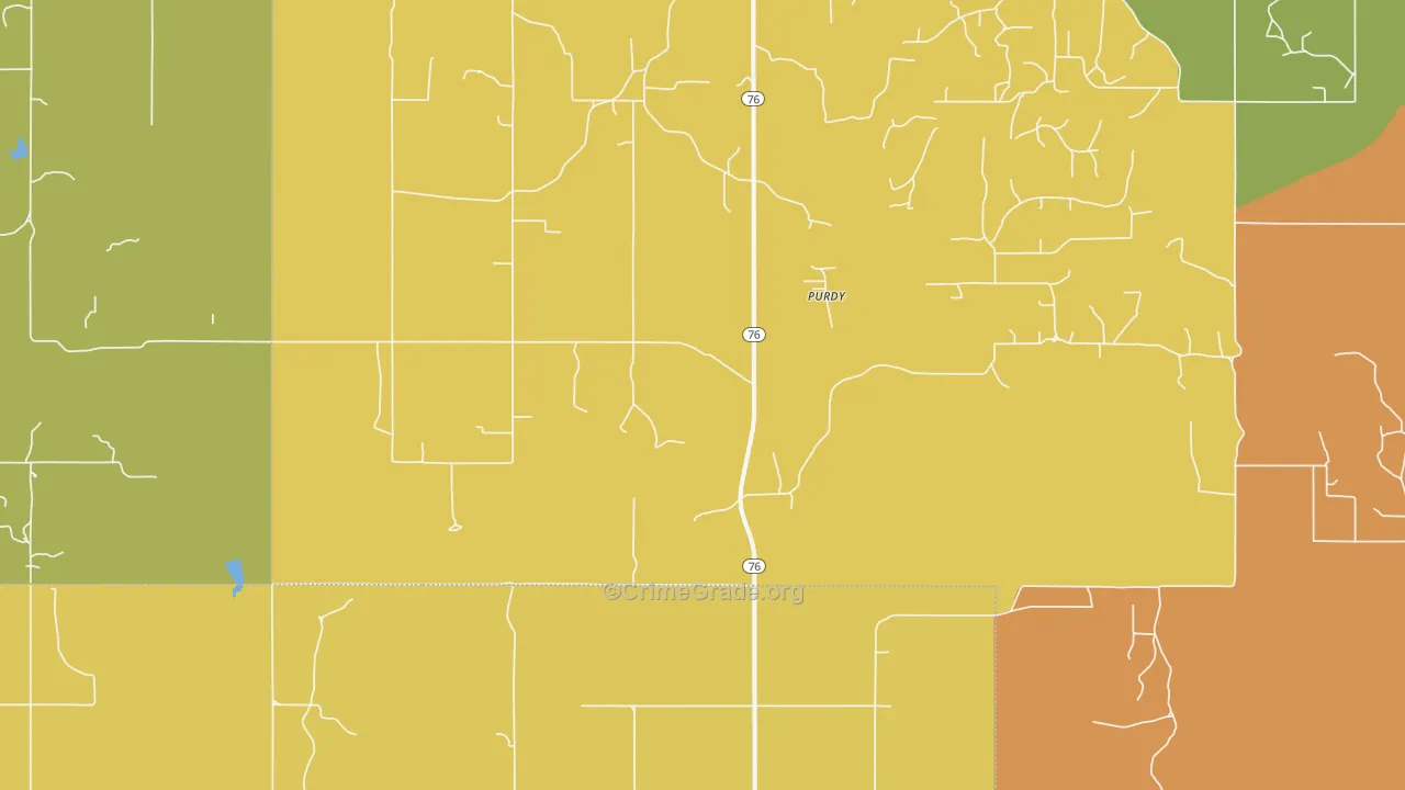 Purdy, OK Map of Robbery Rates