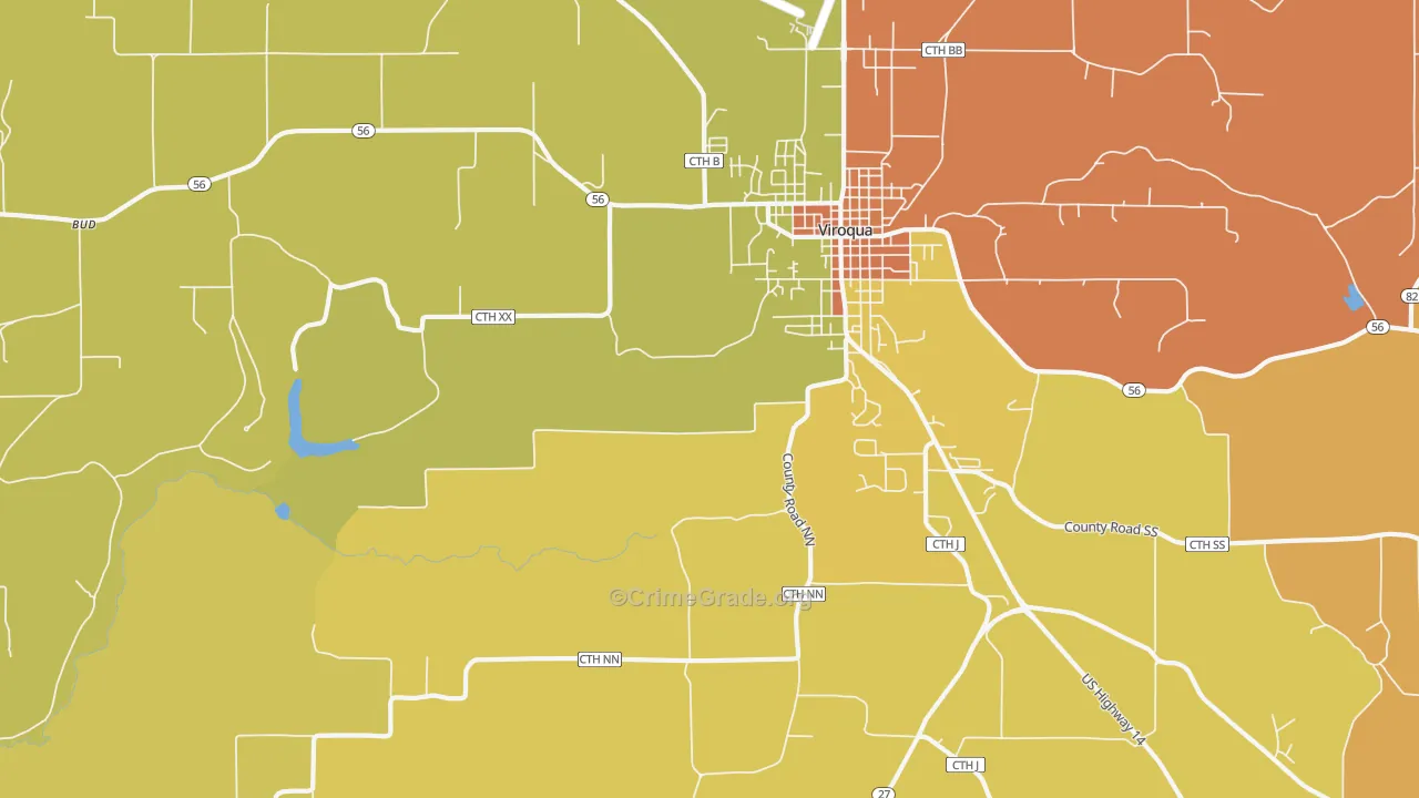 Purdy, WI Map of Robbery Rates
