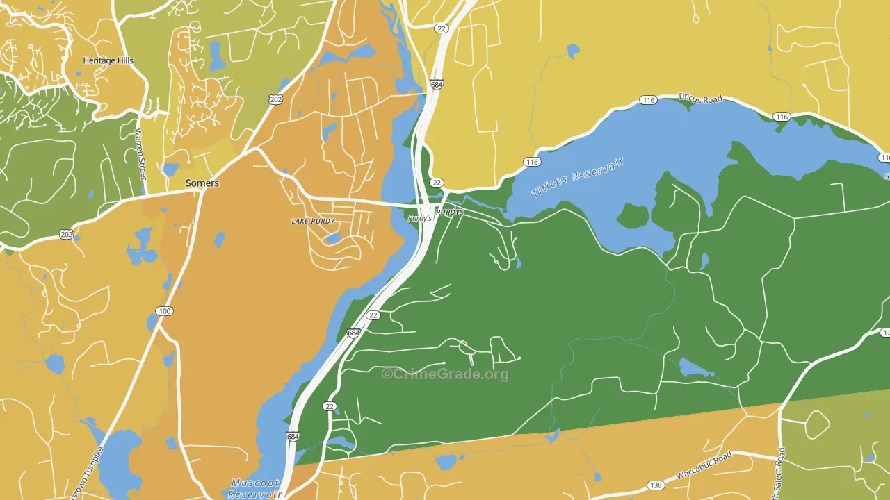 Purdys, NY Map of Robbery Rates