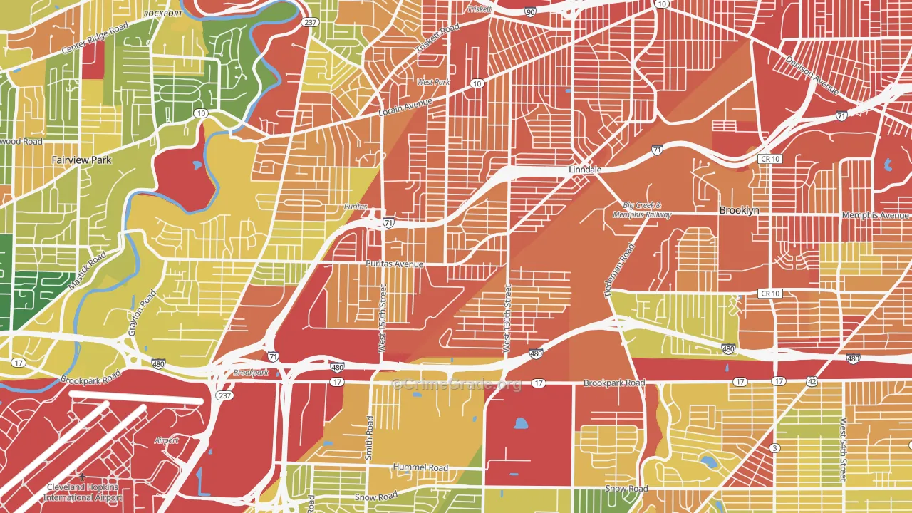 Puritas Longmead, Cleveland, OH Map of Robbery Rates