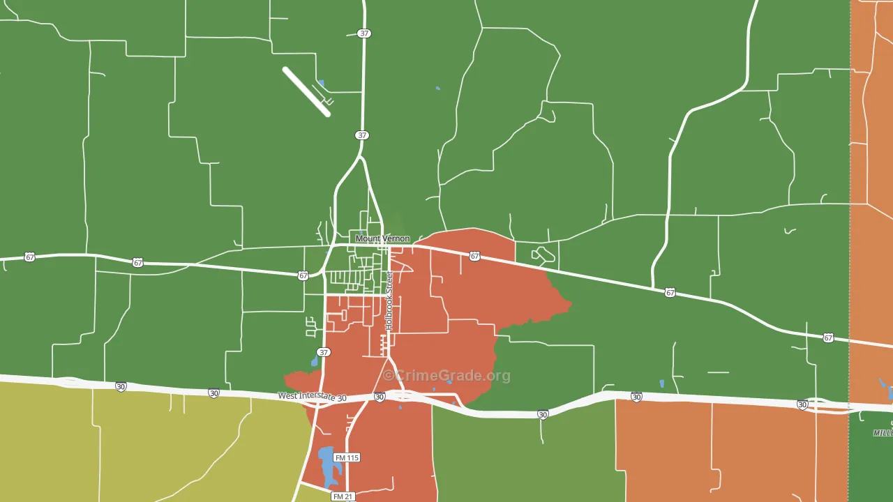 Purley, TX Map of Robbery Rates