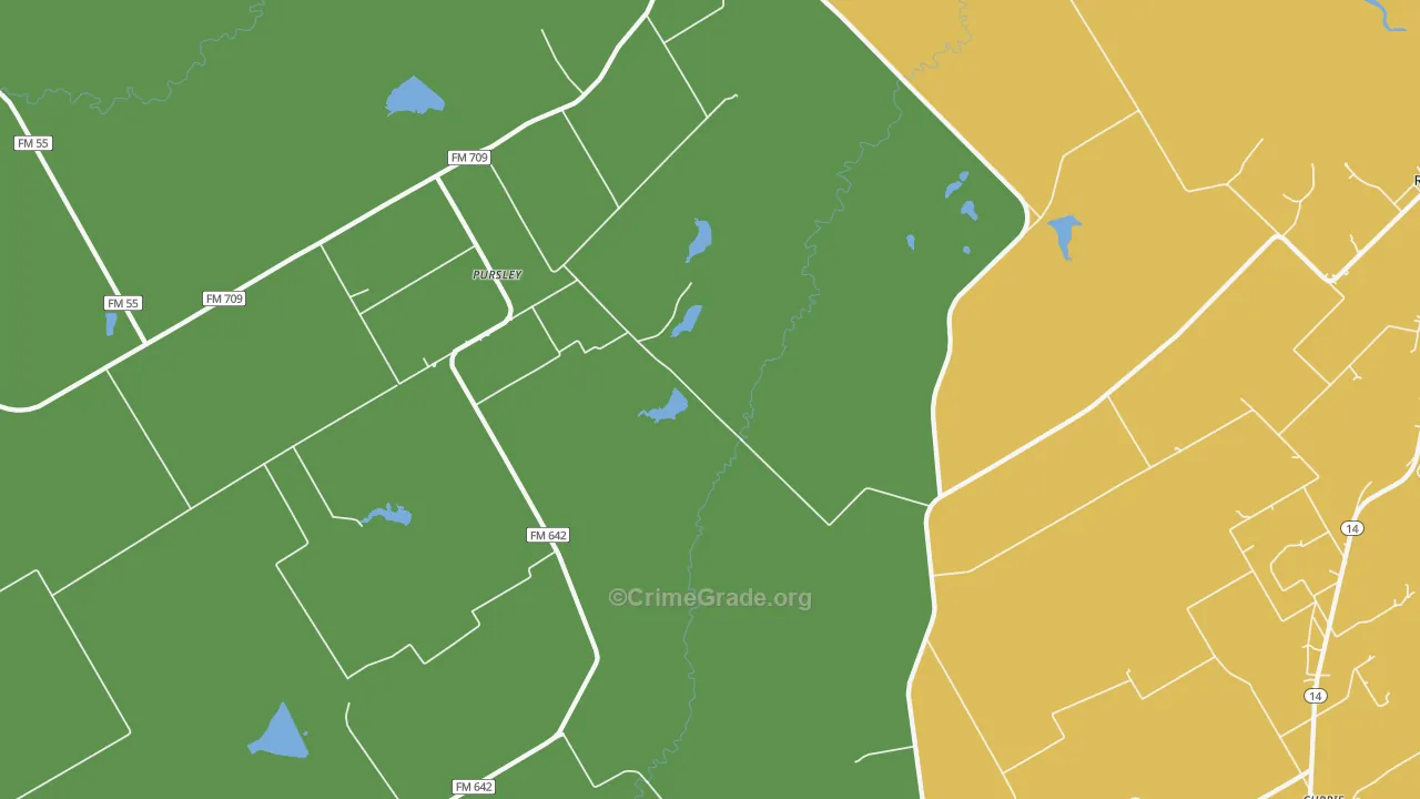 Pursley, TX Map of Robbery Rates