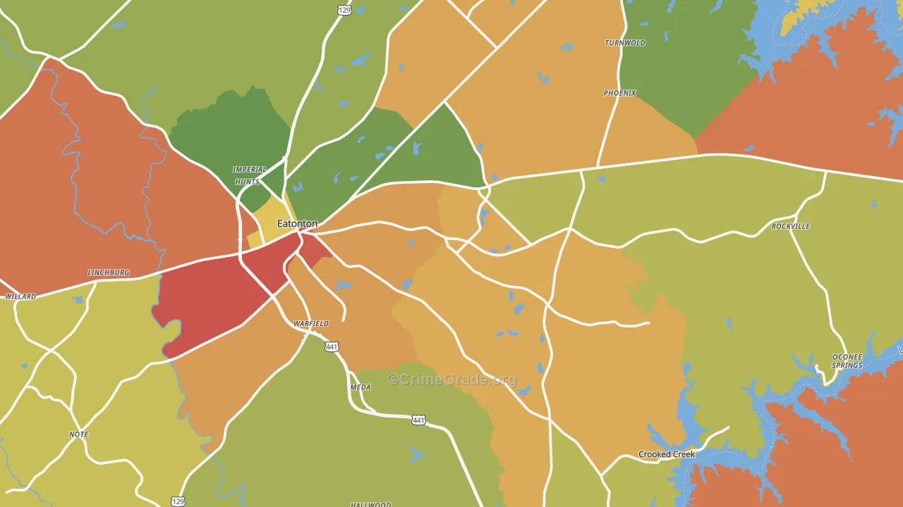 Putnam County, GA Map of Robbery Rates