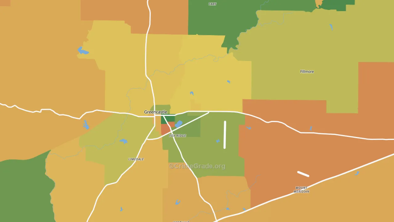Putnam County, IN Map of Robbery Rates