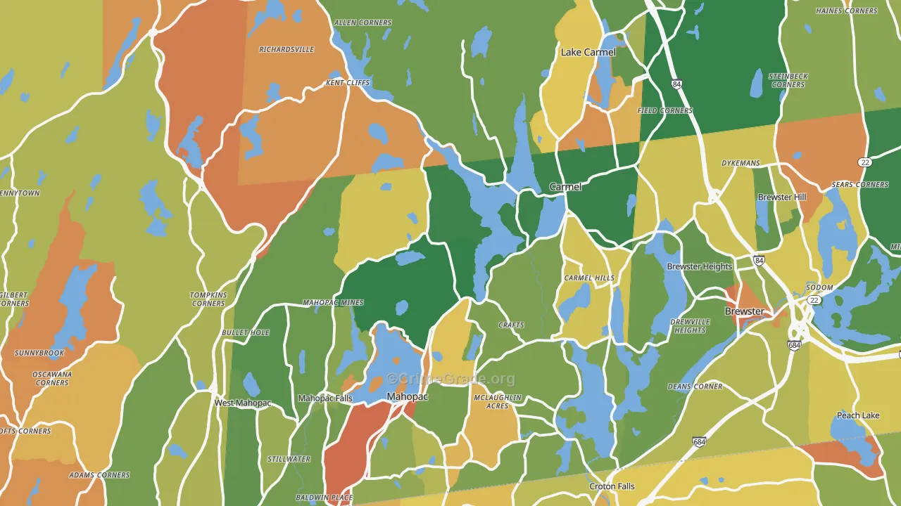 Putnam County, NY Map of Robbery Rates