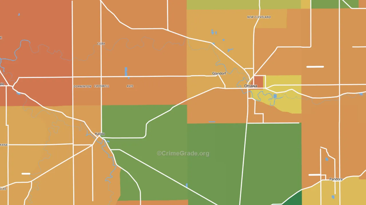 Putnam County, OH Map of Robbery Rates