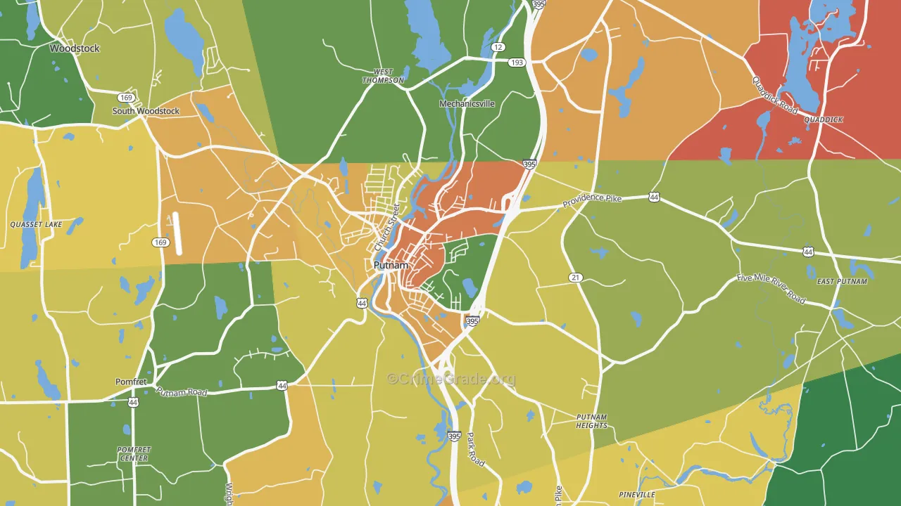 Putnam, CT Map of Robbery Rates