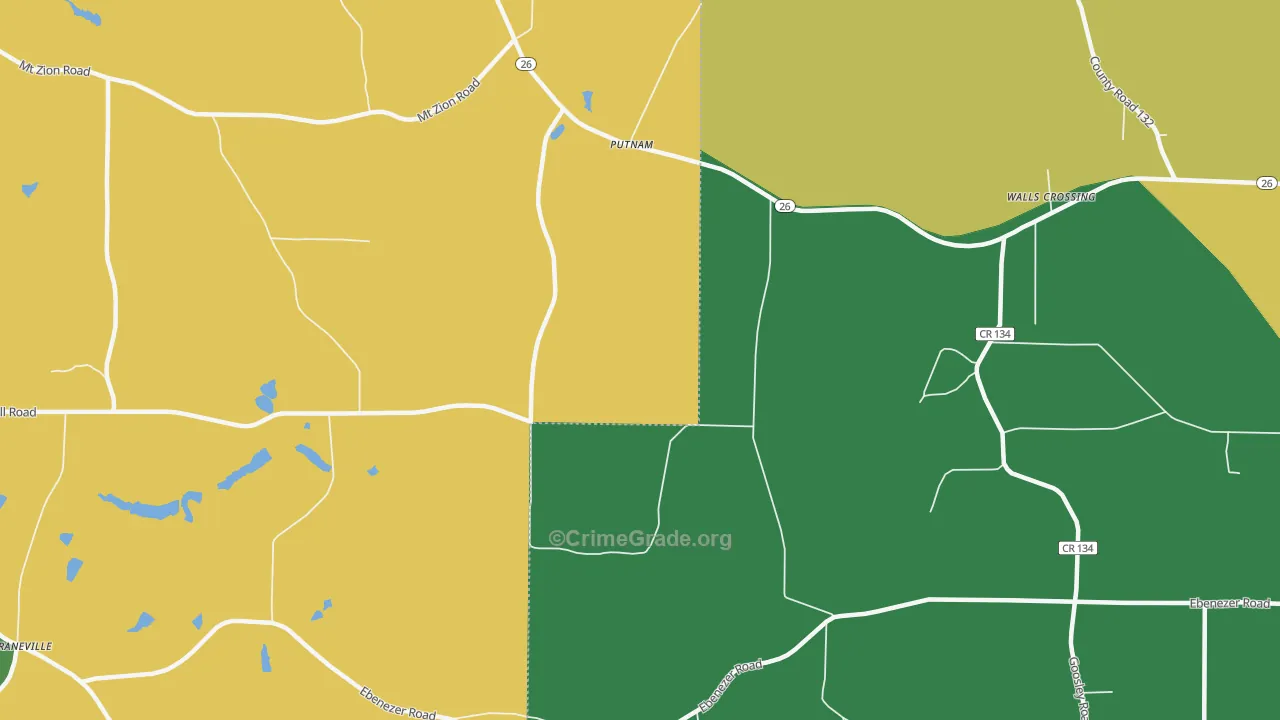 Putnam, GA Map of Robbery Rates