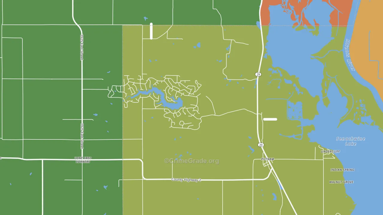 Putnam, IL Map of Robbery Rates