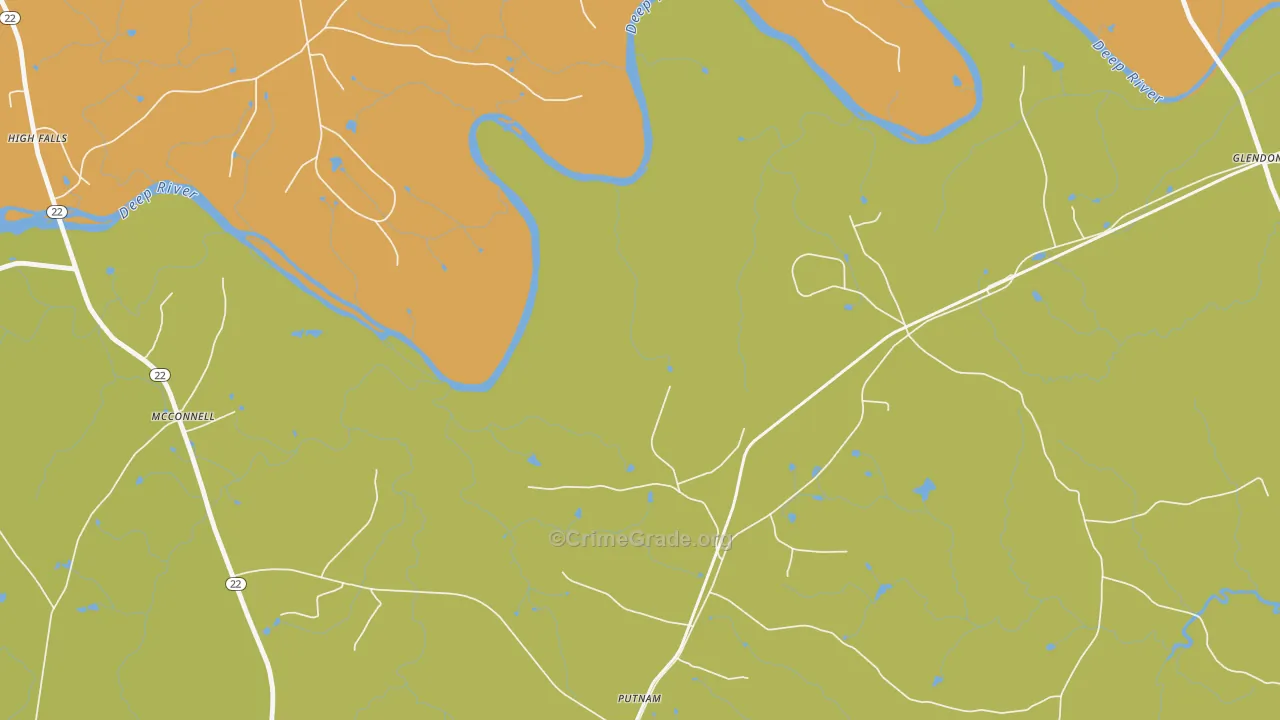 Putnam, NC Map of Robbery Rates