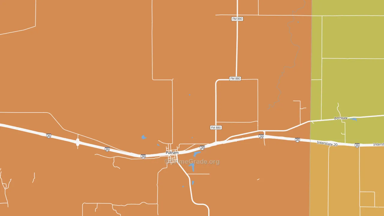 Putnam, TX Map of Robbery Rates
