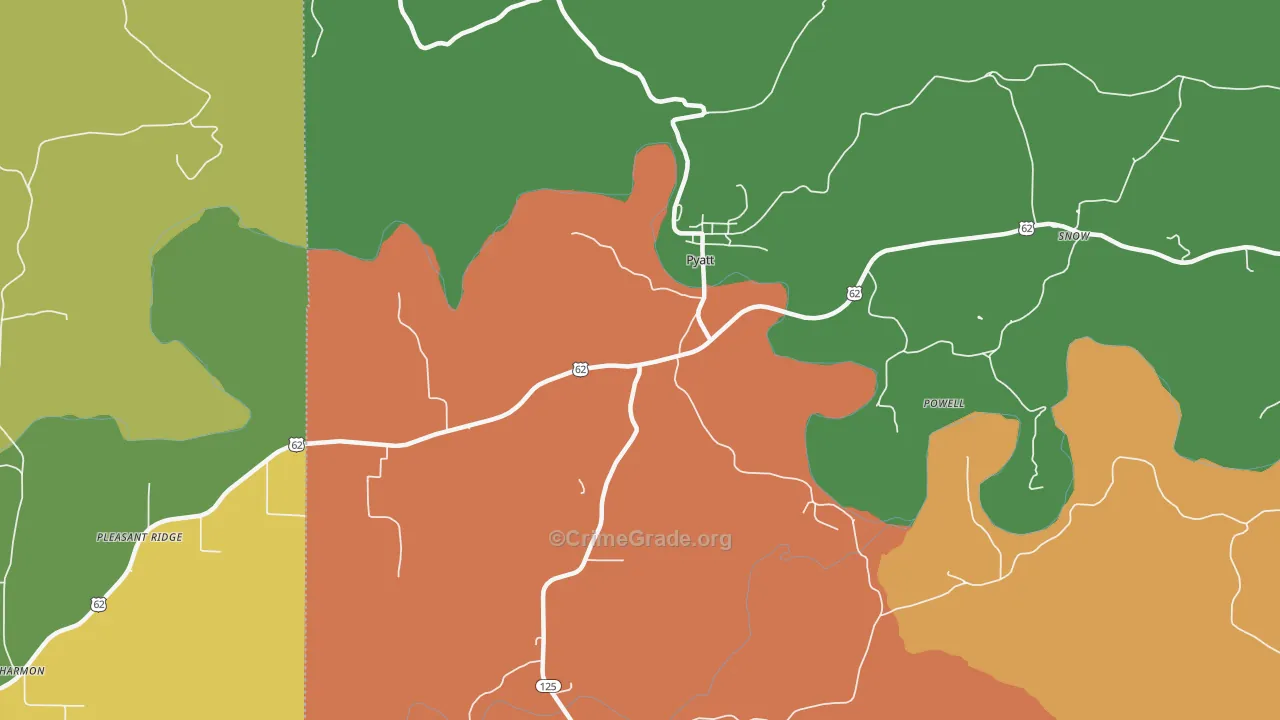 Pyatt, AR Map of Robbery Rates