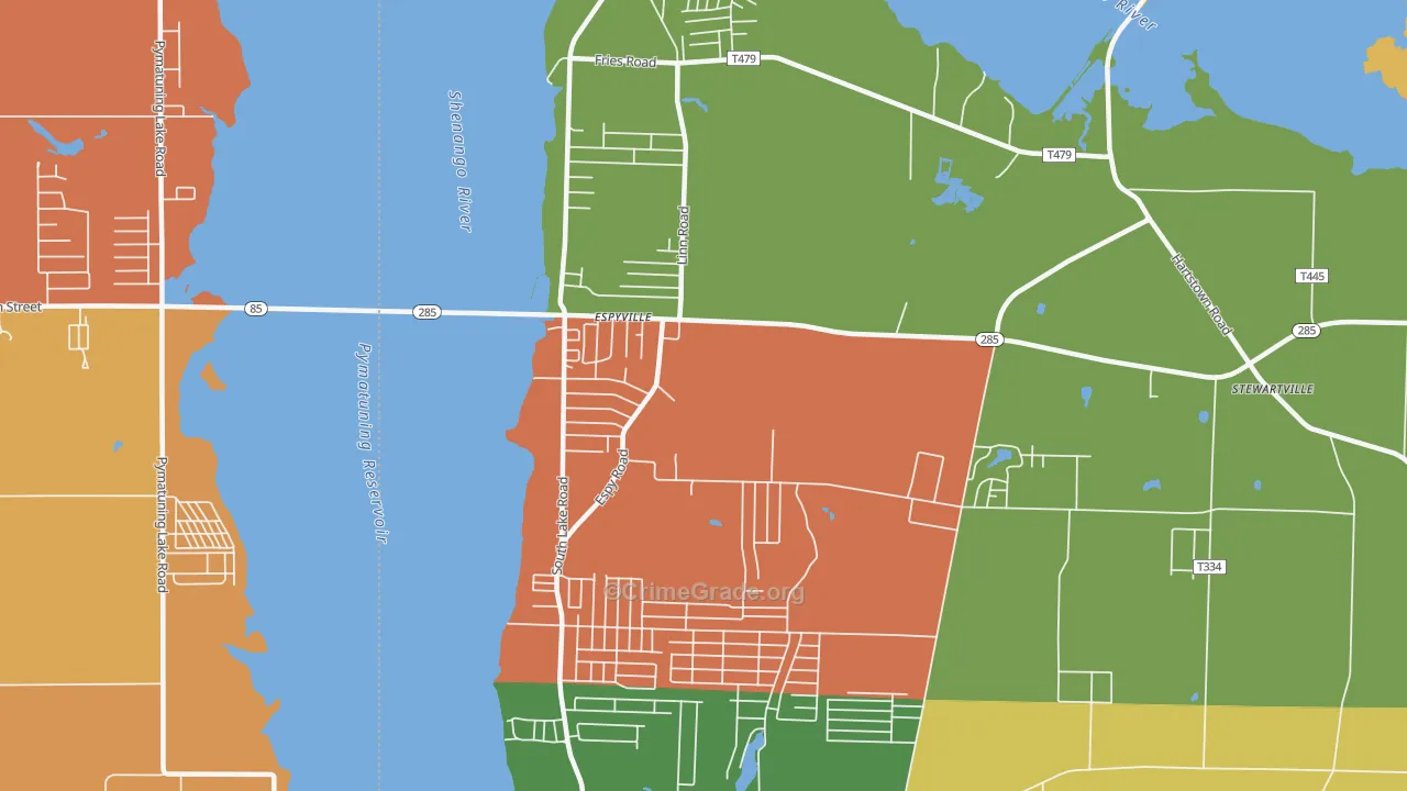 Pymatuning Central, PA Map of Robbery Rates