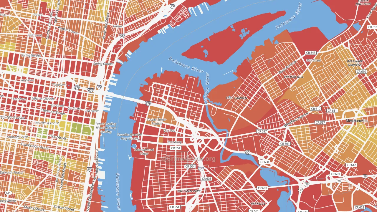 Pyne Poynt, Camden, NJ Map of Robbery Rates