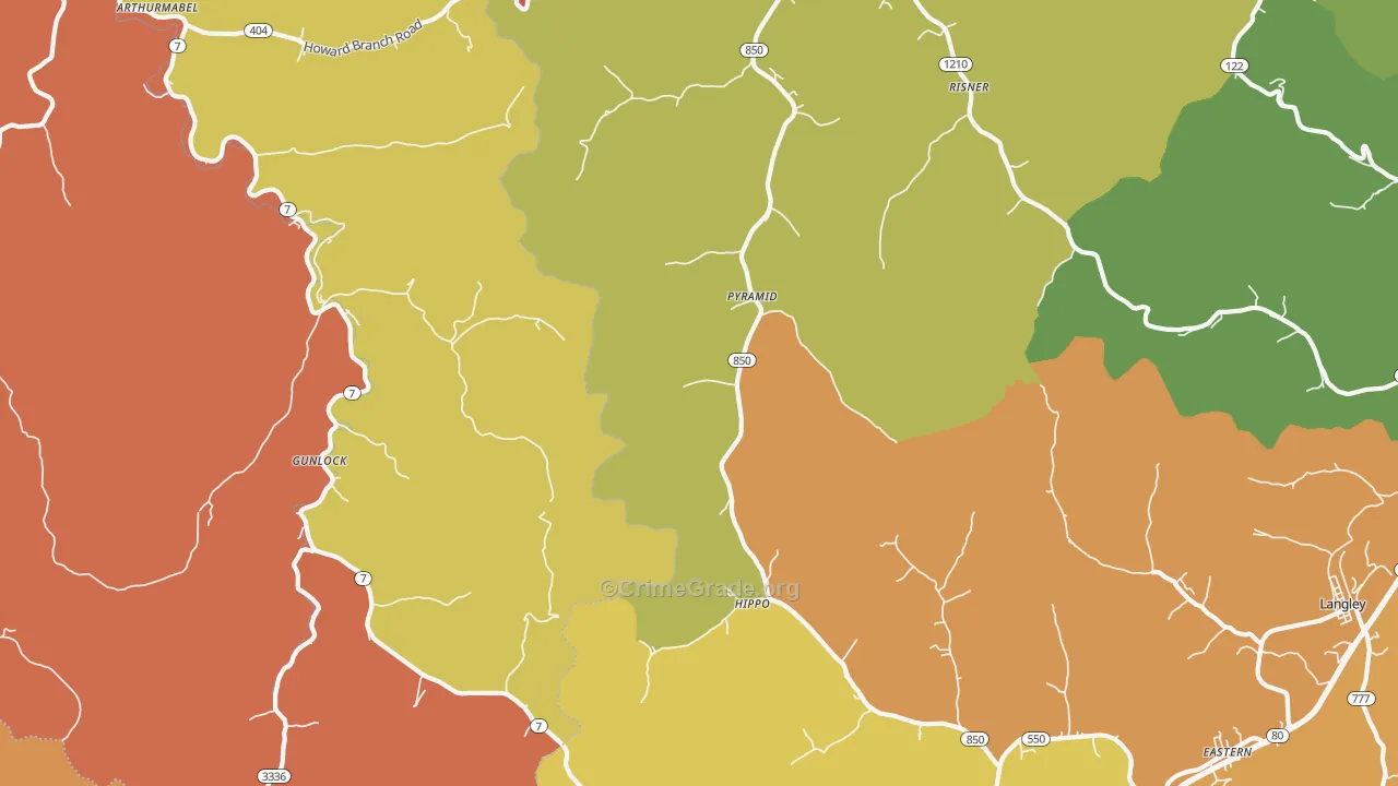 Pyramid, KY Map of Robbery Rates