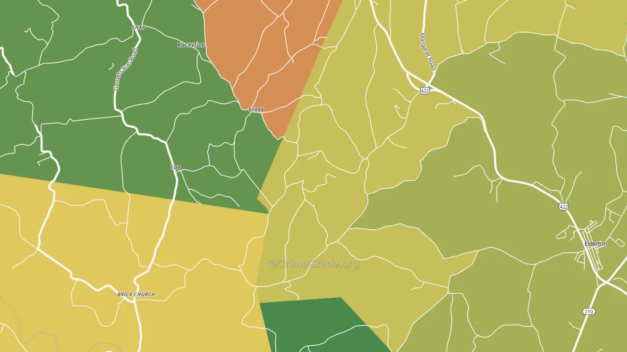 Pyrra, PA Map of Robbery Rates