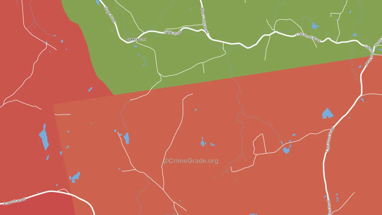 Quaker City, NH Map of Robbery Rates
