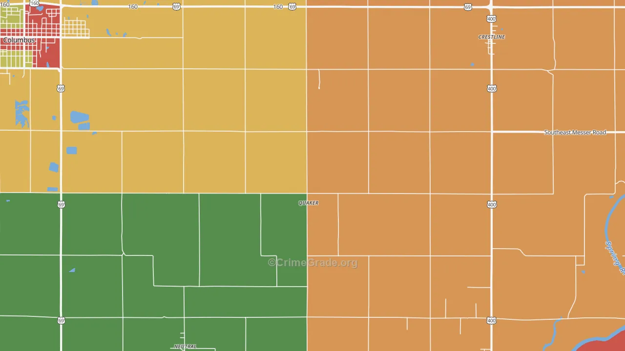 Quaker, KS Map of Robbery Rates