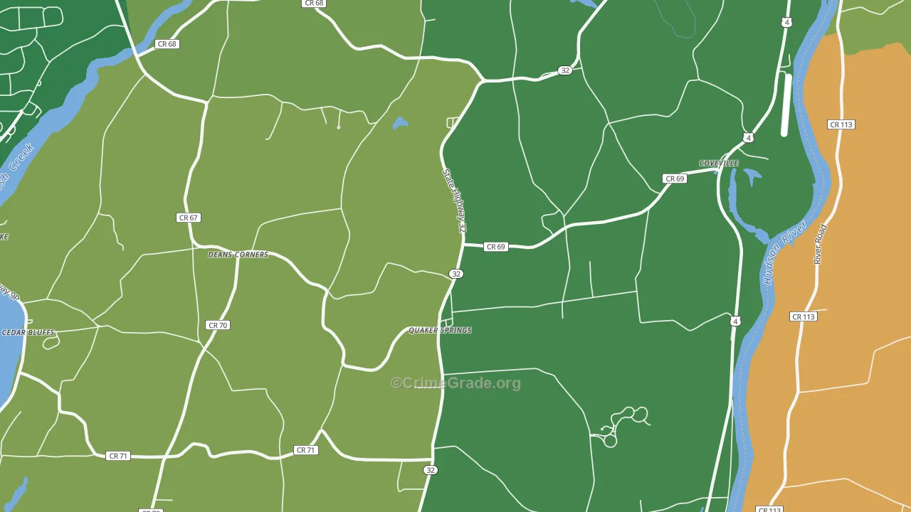Quaker Springs, NY Map of Robbery Rates