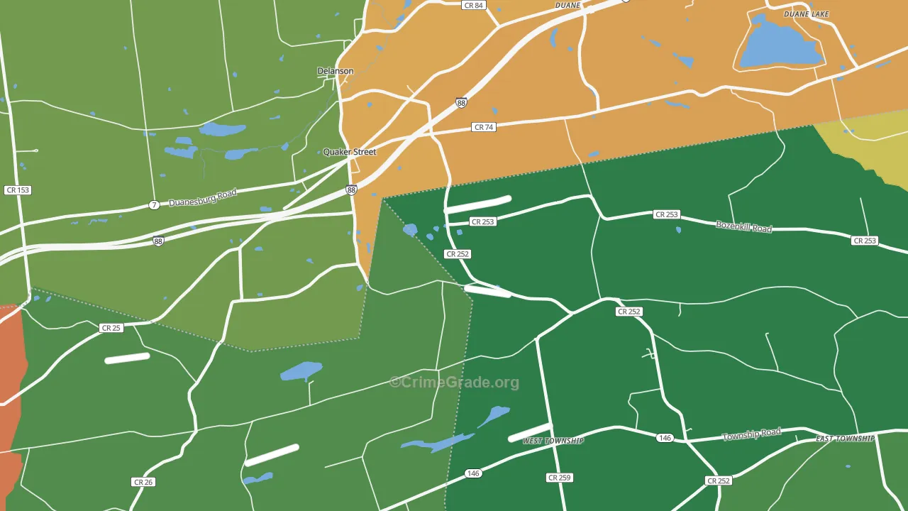 Quaker Street, NY Map of Robbery Rates