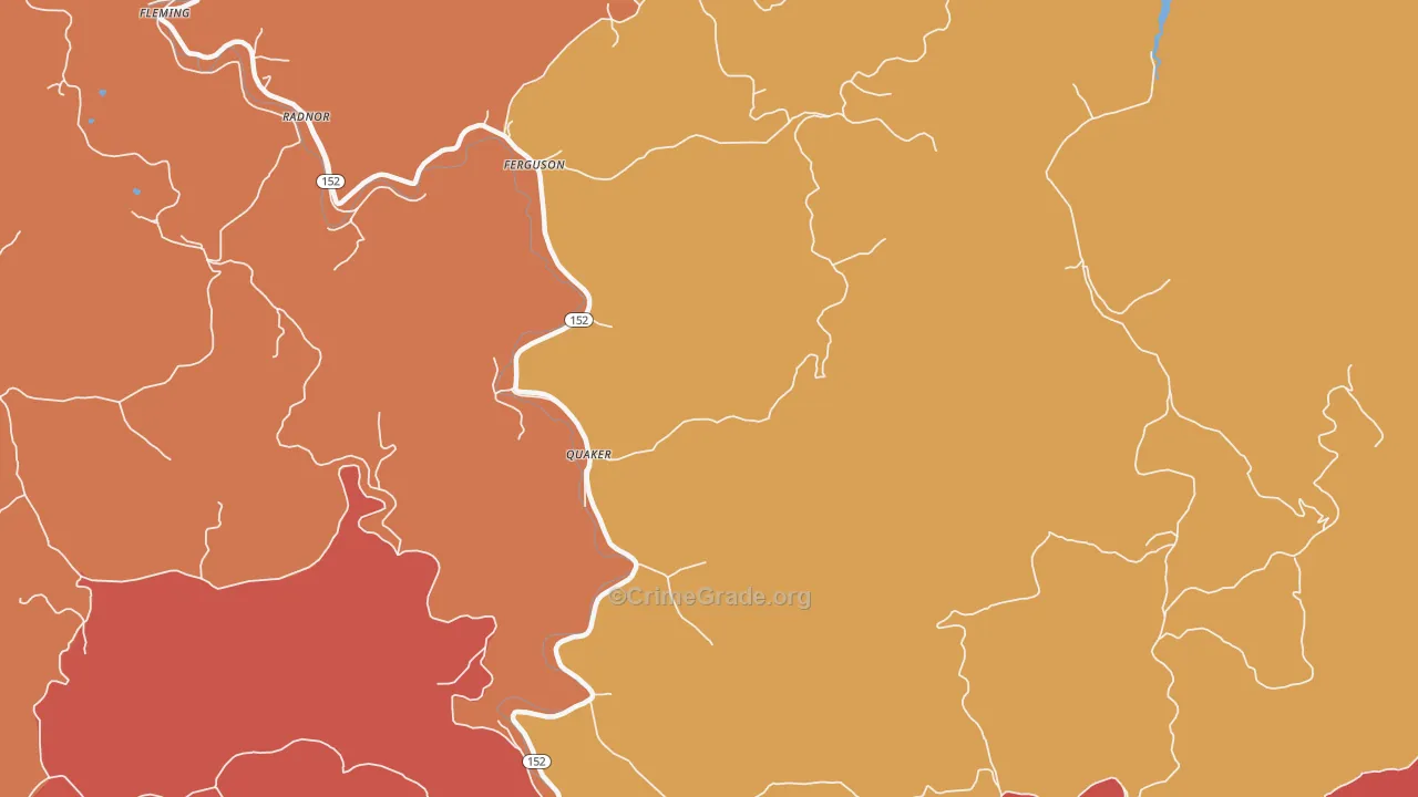 Quaker, WV Map of Robbery Rates