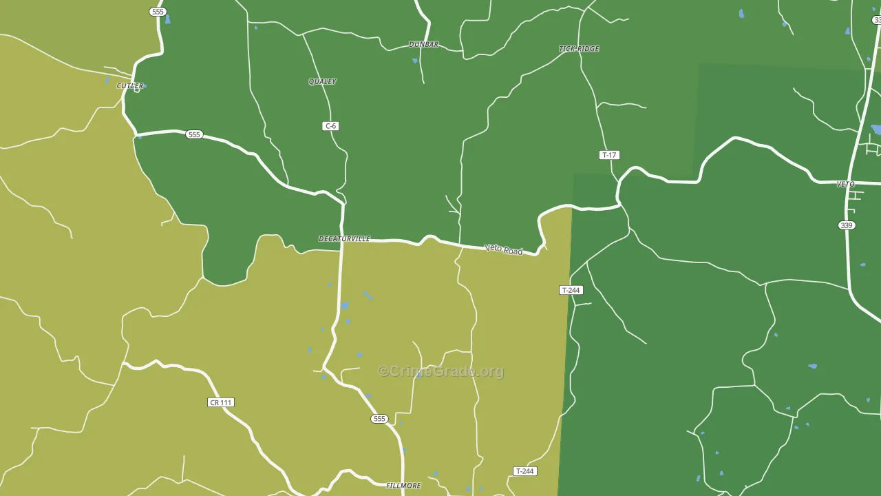 Qualey, OH Map of Robbery Rates